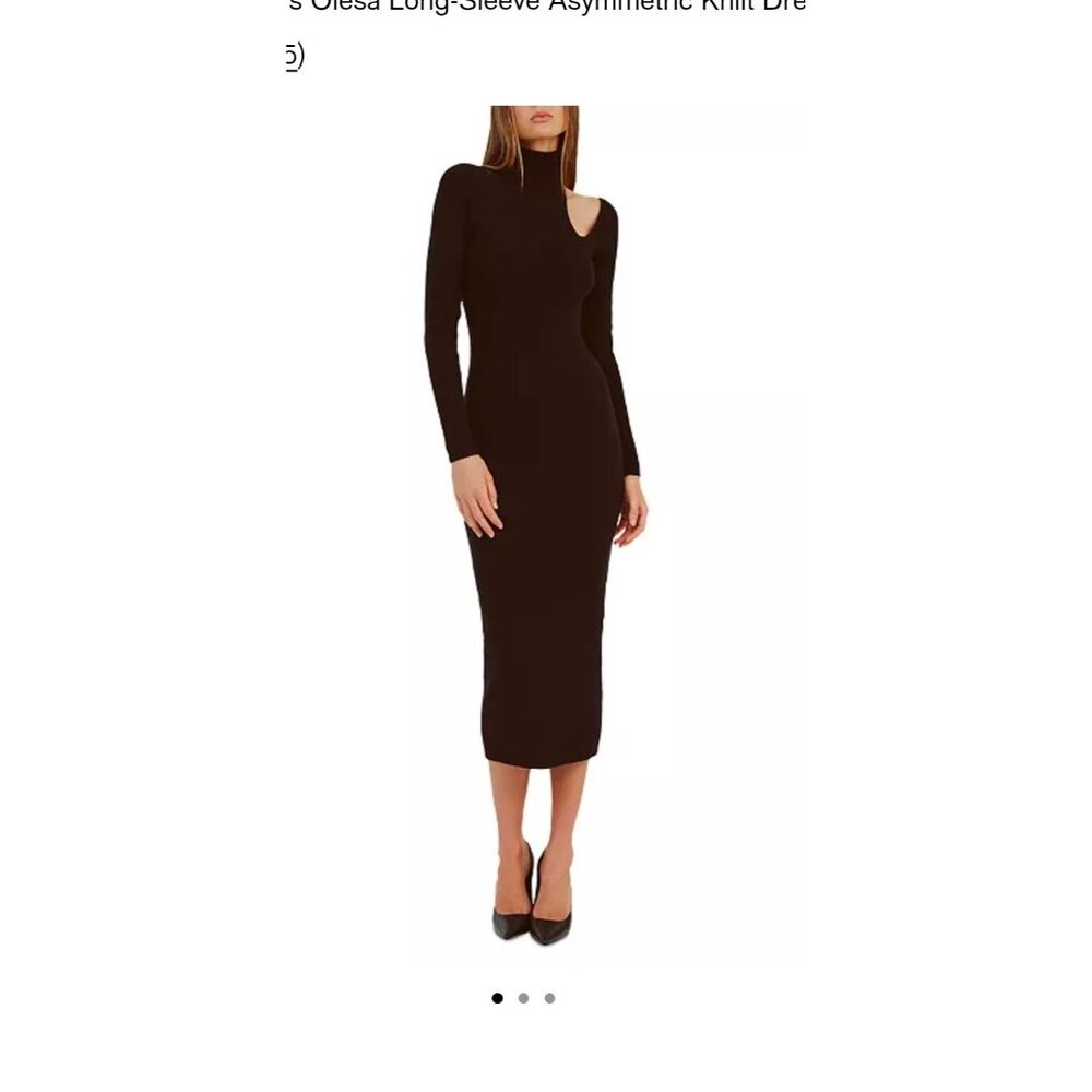 Bardot Olesa Asymmetric Knit Dress Black Long Sleeve Turtleneck Midi Womens XL A